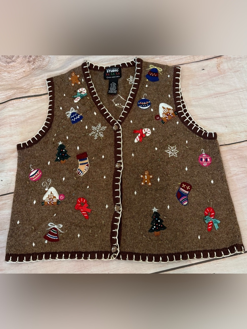 Designers Originals Studio Vintage Sweater Vest Size PL Woman’s Read Christmas